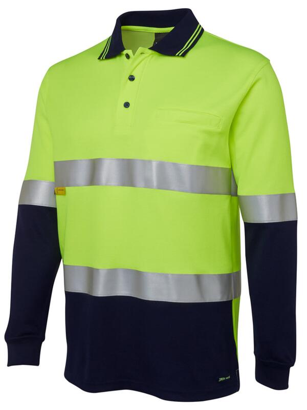 JB's HV L/S (D+N) COTTON BACK POLO LIME/NVY - XS Thumbnail